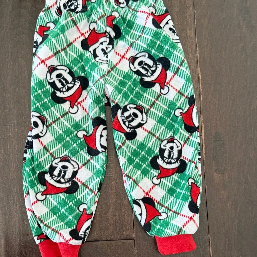 Disney 100 Mickey Mouse and Minnie Green and Red Plaid Pajama Set